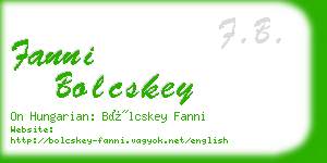 fanni bolcskey business card